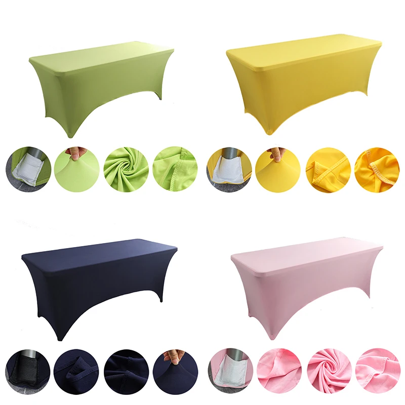 Custom 4ft 5ft 6ft 8ft event wedding fiited stretch table cover washable elastic table cloth