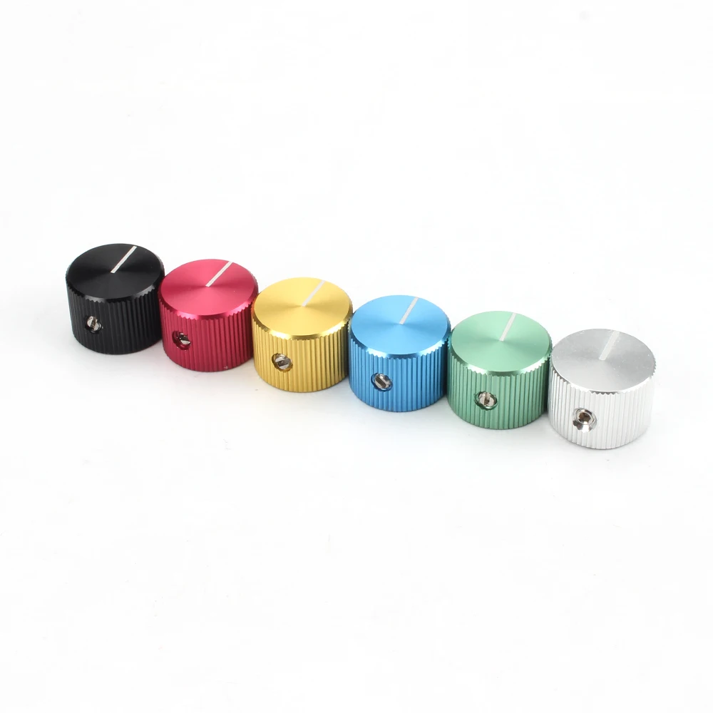 Customized Potentiometer Knob Shaft Black Silver Blue Yellow Aluminum Volume Control Knob with Set Screw
