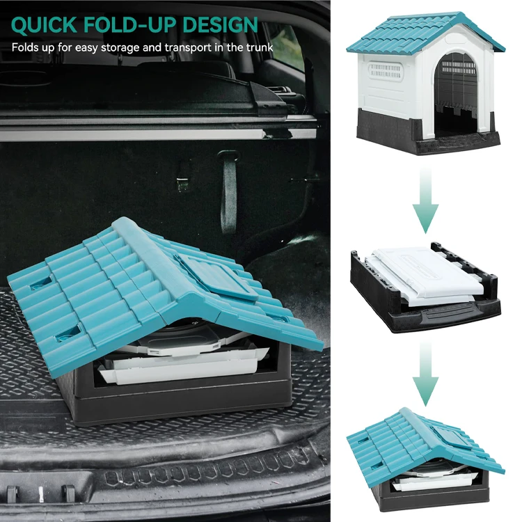 Outdoor Garden Patio Backyard Waterproof Portable Large Plastic Pet Dog Kennels House Jaula Para Perros with Skylight