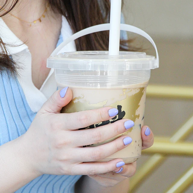 Clear Plastic Bucket Ice Cream Yogurt Milk Tea Storage Empty 700ml 1000ml Container straws available