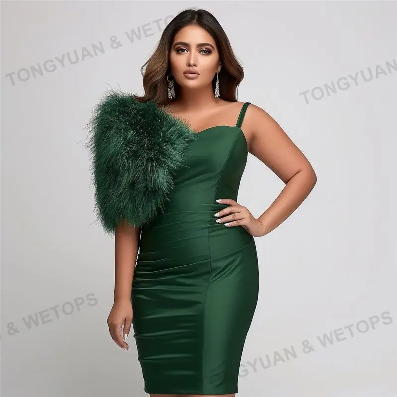 Плюс размер поставщика одежда зеленого цвета одним плечевым ремнем; Vestidos Para Fiesta на меху облегающие платья для женщин девушек элегантное 