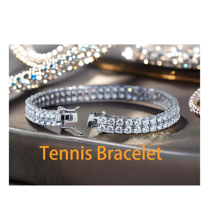Customised 2-Row Bracelets Women 3mm 3A Cubic Zirconia Paved Non Tarnish Tennis Zircon Copper Accessories Bracelet