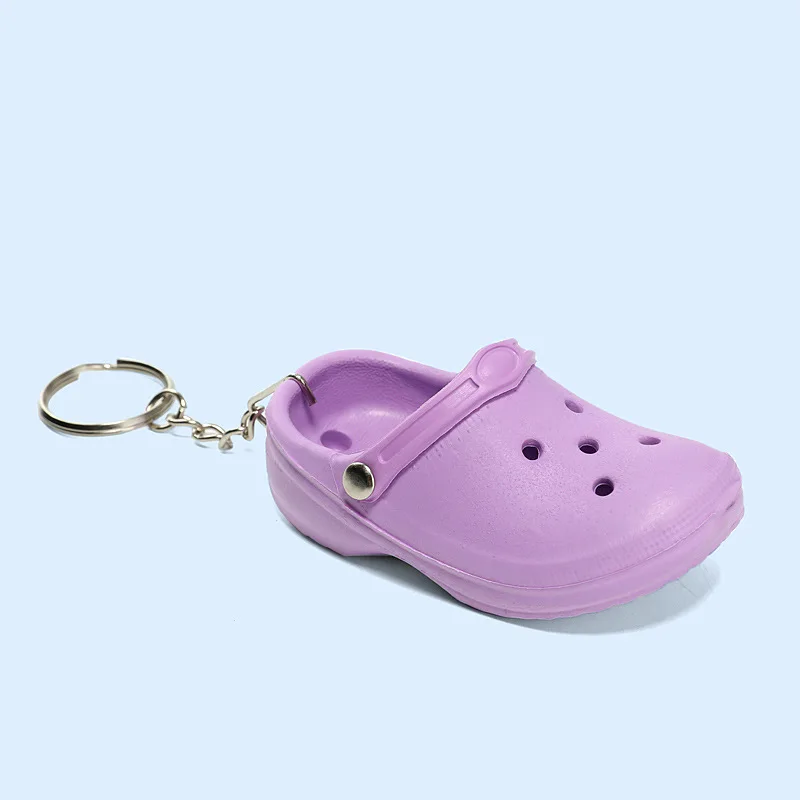 Cute 3D Mini EVA Plastic Foam Beach Hole Sandal Slipper Keychain Decoration Beach Shoe charms keychain