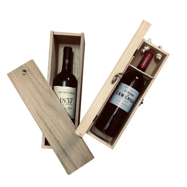 Chinese supplier one bottle 750ml pine luxury wine box pine wood wine box