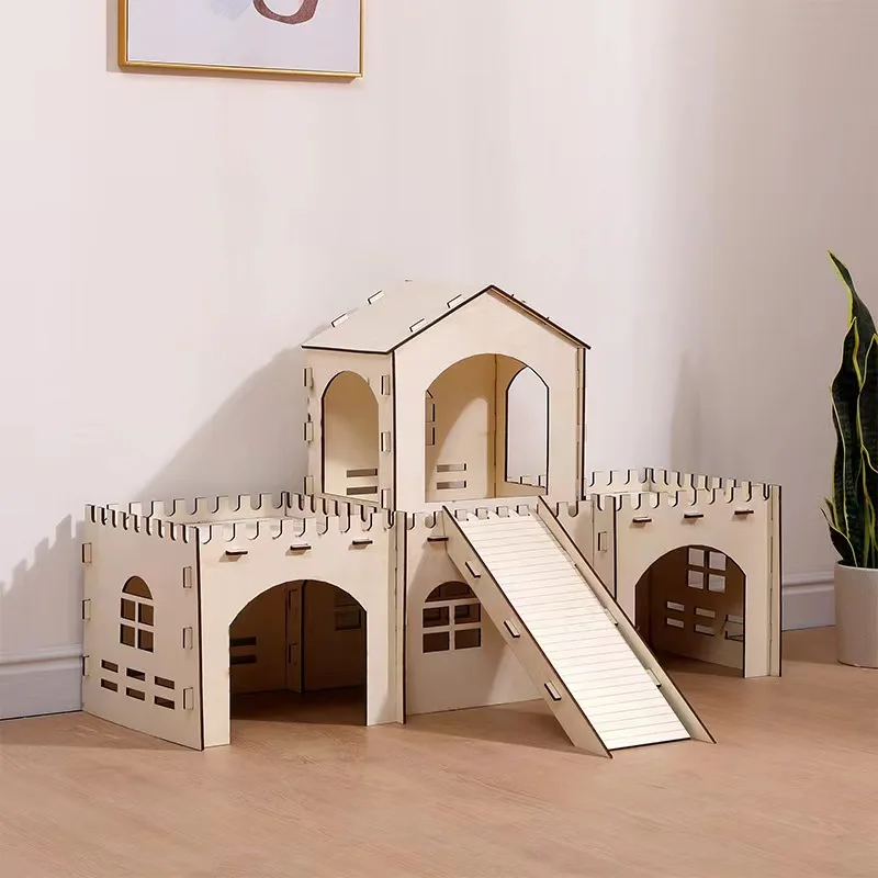 Customizable wooden rabbit hiding castle super large rabbit house
