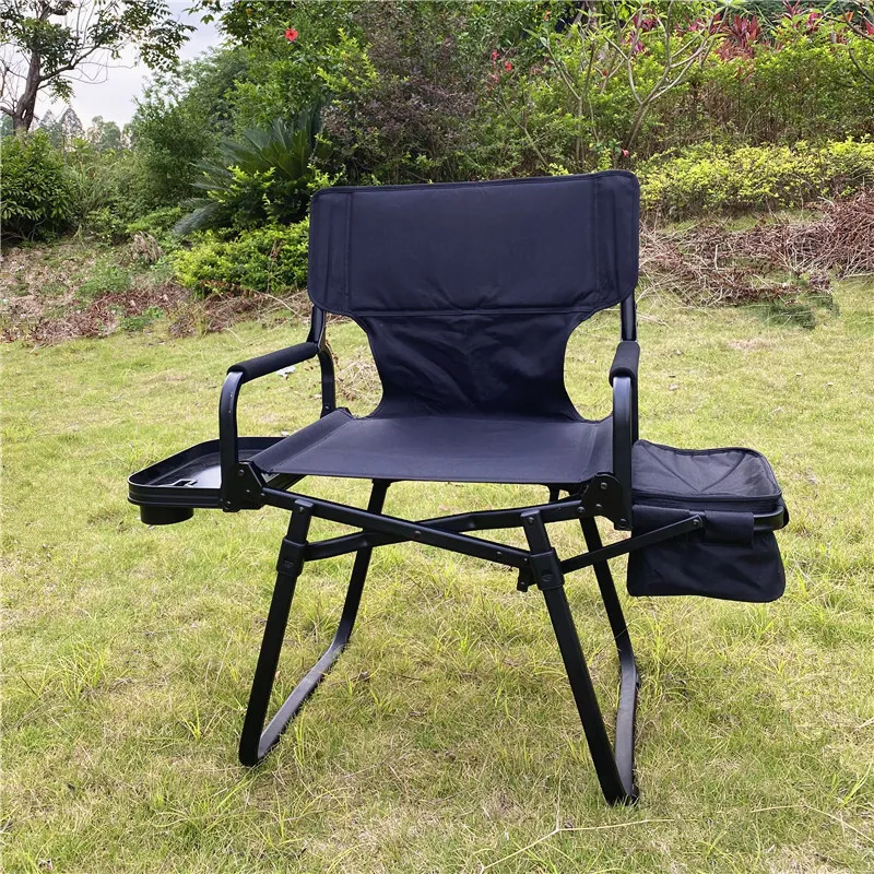 Onwaysports outdoor Aluminum portable luxury camping director chair with side table and cooler bag