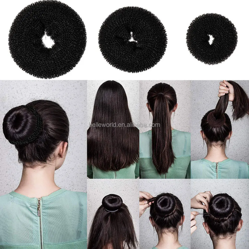 BELLEWORLD factory hot 19pcs hair styling accessories set donut maker elastic band hair bun maker donut and hair pins for women