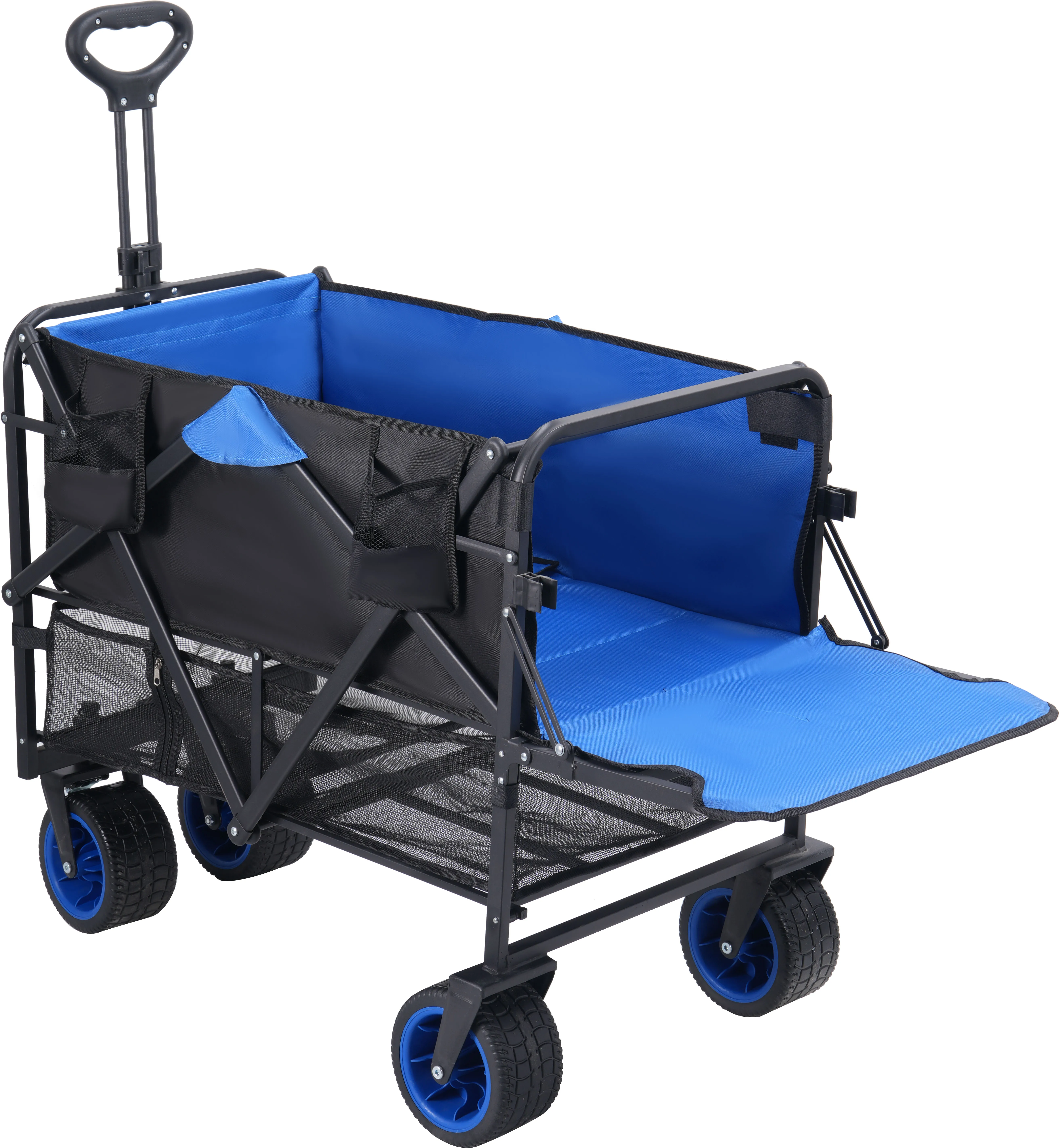 Double layered space cargo wagon cart big wheel large capacity trolley with open bucket camping outdoor for beach picnic