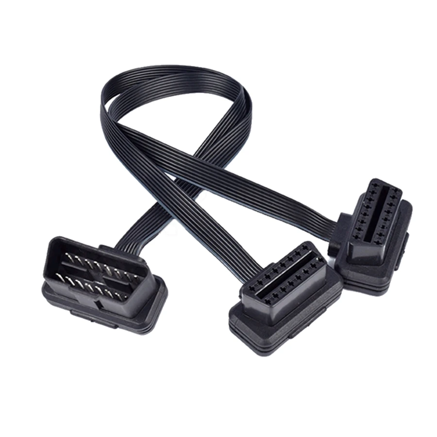 30CM OBDII Extension Dual Connector Y Splitter OBD2 16PIN J1926 Male to Female Connection ELM327 for Car Diagnosis GPS Trackers