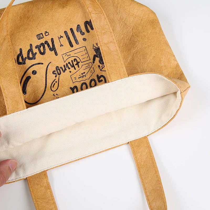 Laminated non woven tyvek custom pattern printing reusable mini waterproof eco dupont tyvek fabric paper shopping tote bag