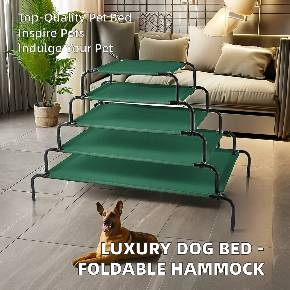 Extra Large Luxury Solid Pattern Foldable Metal Trampoline Hammock Design Indoor/Outdoor Corduroy Plastic Pet Bed Accessory