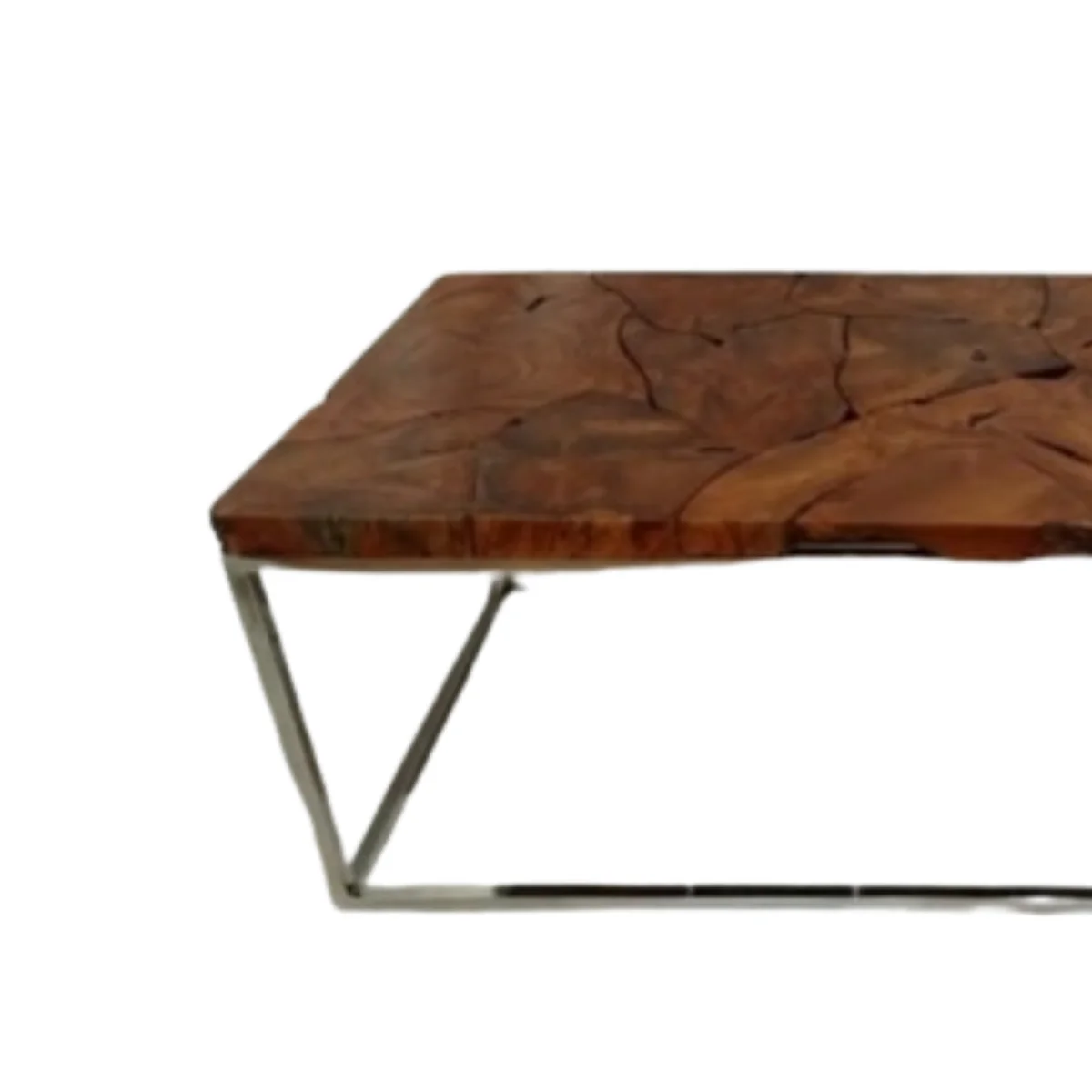 Best Quality 120 Teak Root Table with Stainless Steel Legs Outdoor Furniture from Indonesia