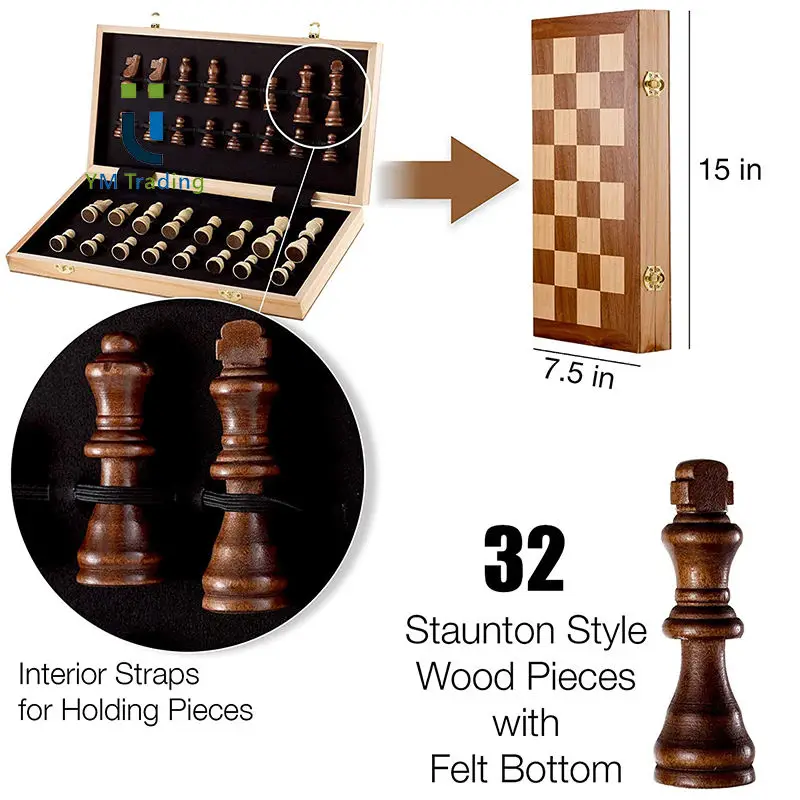 Chess Selling Magnetic High Quality Wooden Chess Set With Folding Board Wholesale Traditional Toy For