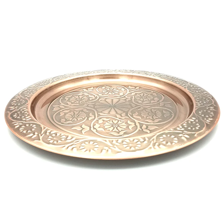 
Non-disposable stainless steel plate gold-plated metal plate Arabian dinner plate 