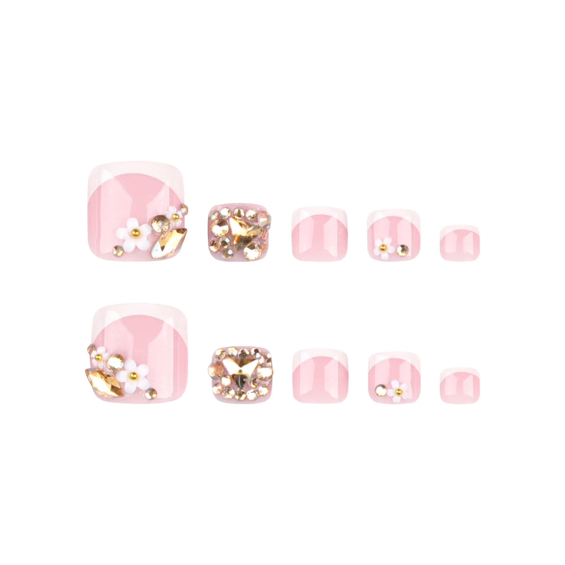 Short Nails Press On Artificial Foot Nails Custom French Tips Glazed Toenails Short Square Press On Toe Nails
