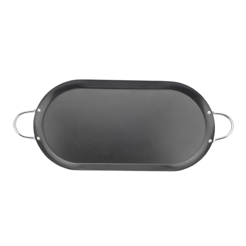 New design carbon steel bbq grill topper nonstick pancake grill pan with double handles