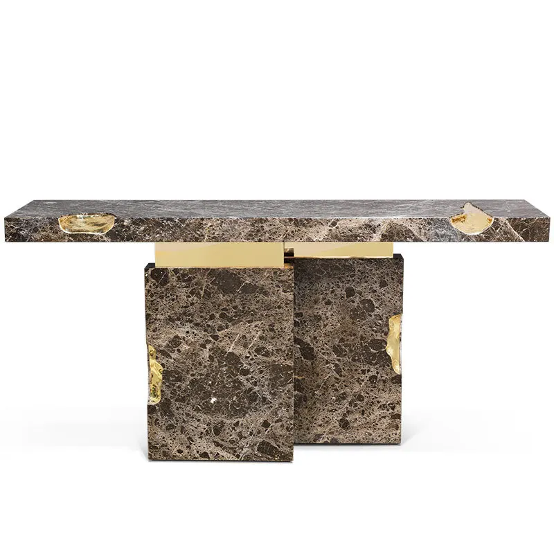 Bocadolobo Luxury White Natural Empire Marble Console Table Modern Design for Entry Villa Home Furniture