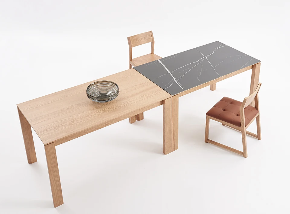 Easy Assemble and CKD Small Volume Package Rectangular Dining Table Solid Ash Wood Modern Real Lumber Wood Dining Room Furniture