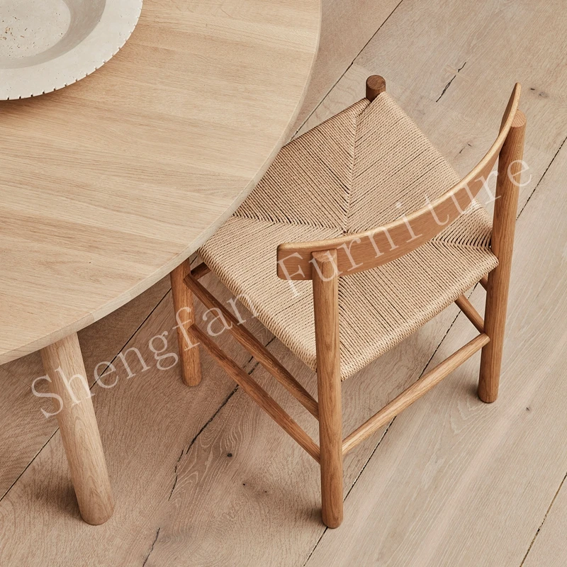Indonesia Used Wholesale Factory Solid Oak Wood Frame Raw Wood Color Borge Mogensen Dining Room Wedding Dining Table Arm Chairs