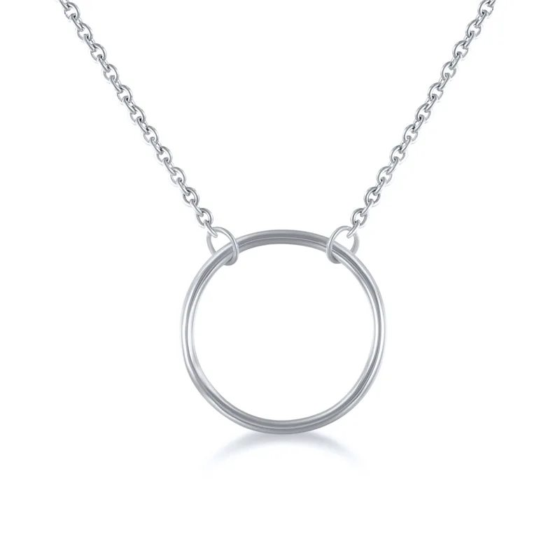  925 Sterling Silver Necklaces 14 K Gold Solid Choker Charm Design Women Minimalist Chain Ring