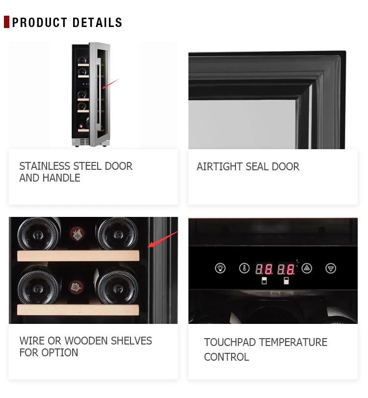 JC-58A2EQ  Candor oem 15 bottles dual zone temp built in type wine cooler wine fridge wine bottle cooler chiller