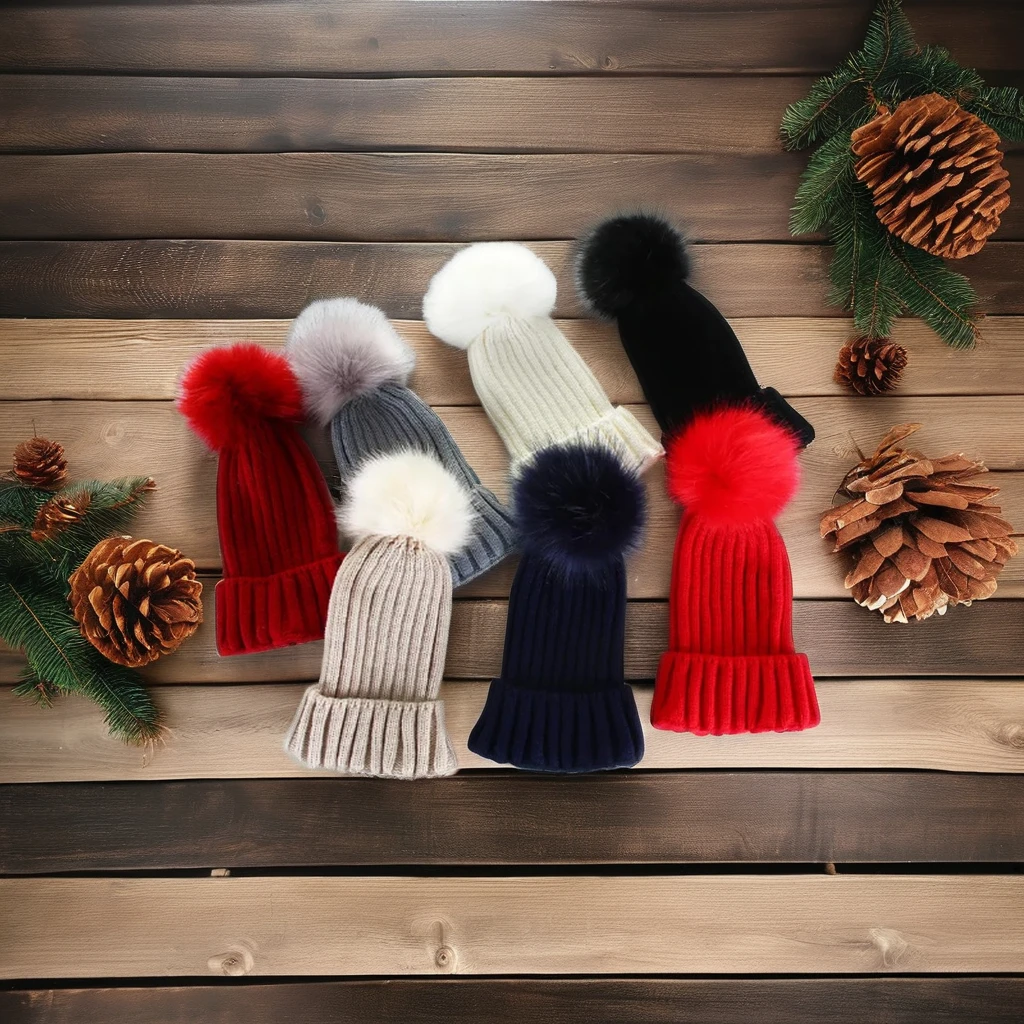 Wholesale new winter women cashmere knit Hats windproof thickened warm Unisex Custom Logo sport sets ear protection woolen Caps