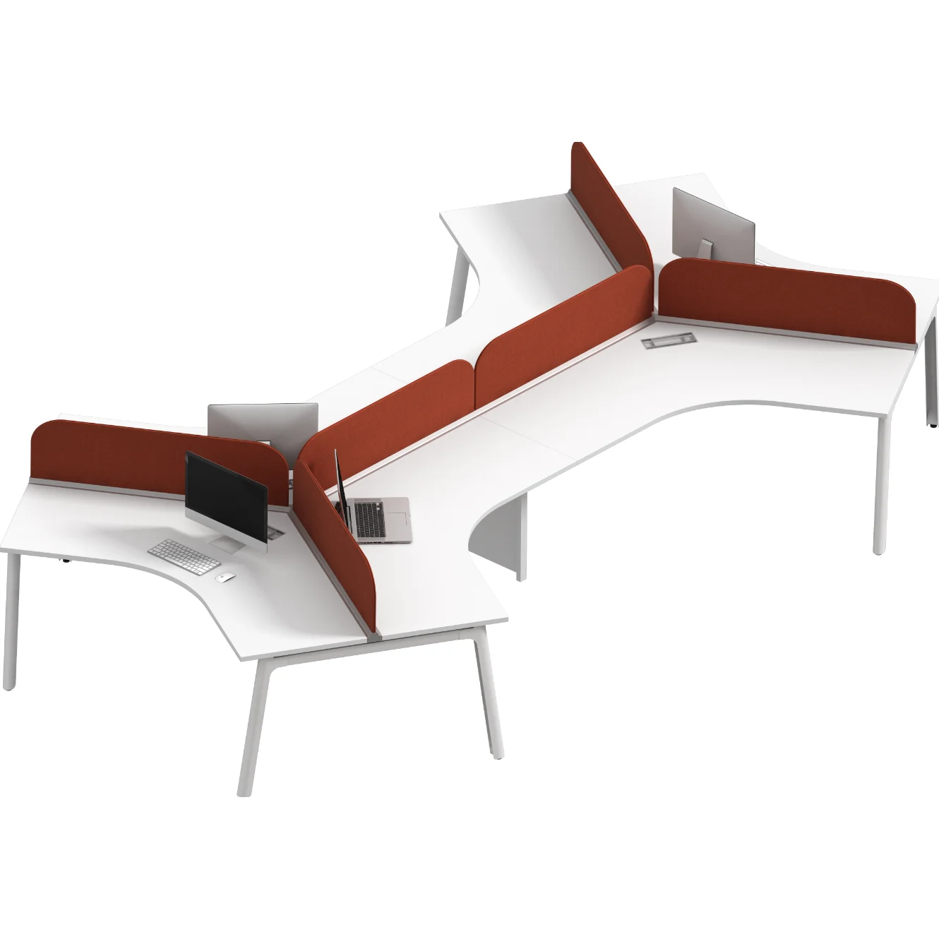 
open system leg system modern 3 Person Office Workstations 120 Degree Design cubical engineer using staff desk 