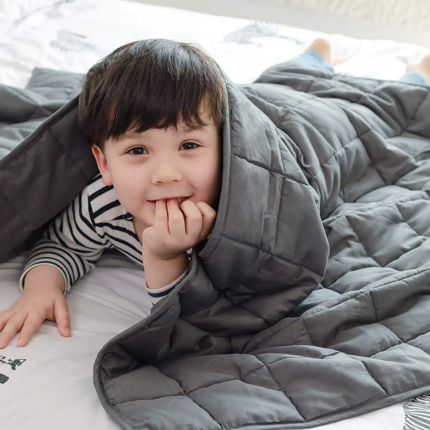 Quality Suppliers Custom Organic Cotton Cooling Weight Blanket Glass Beads Adult Sensory Kids Weighted Blankets