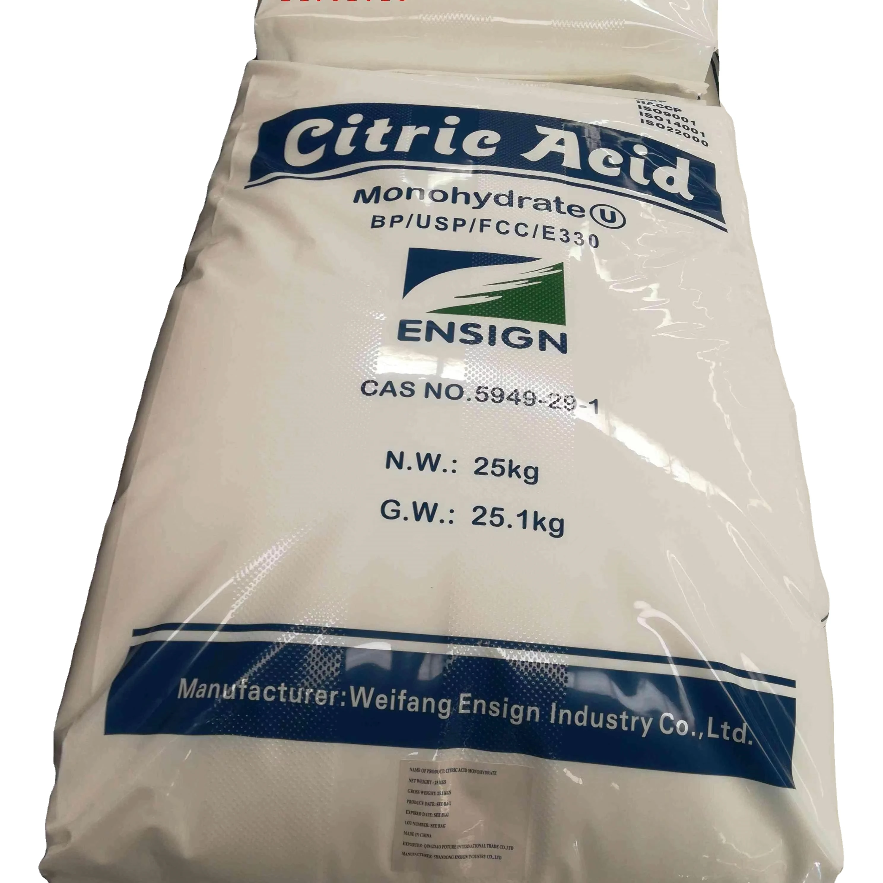 ENSIGN Brand Citric acid Brand Monohydrate / Anhydrous Citric Acid Food Grade /  Industry Grade