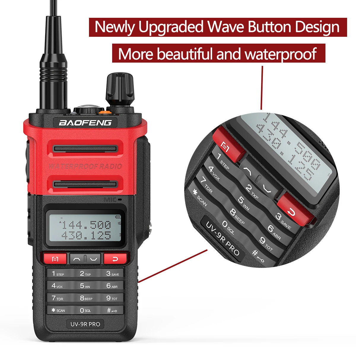 Baofeng UV-9R PRO IP68 Waterproof Walkie Talkie Dual Band 136-174/400-520MHz Upgraded Of BF-UV9R Plus 2 Way Radio + 771 Antenna