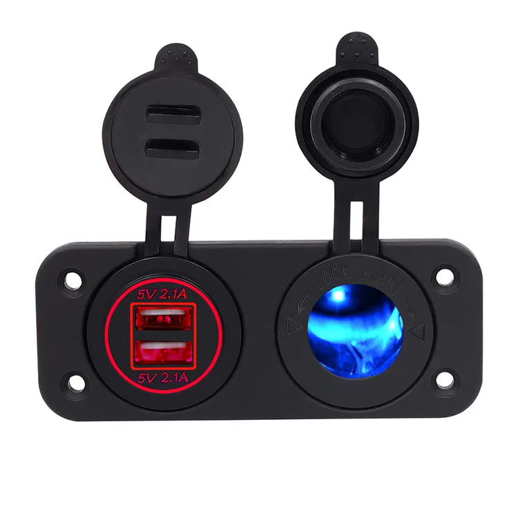 Car Lighter Charger Socket 2 In 1 Dual Usb Socket Car Charger Outlet Panel