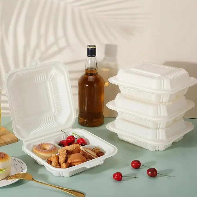 Food container 8 x 8 inch disposable fast food carton with lid