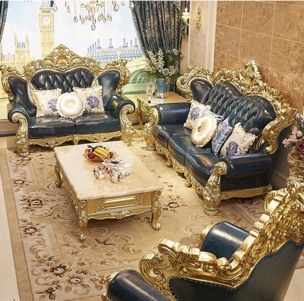 Antique style living room sofas furniture sofa set furniture living room leather sofa combination living room set