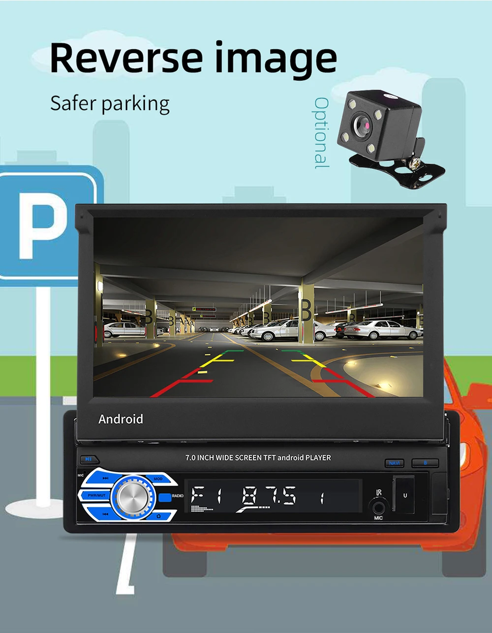 1 din 7 inch Android radio universal auto scaling electronic radio high quality IPS touch screen display music video player