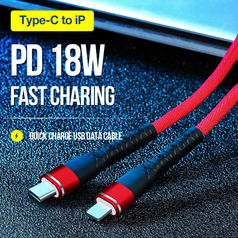 High quality Amazon  Braided PD Cable  Long SR USB C To Lightning Cable PD 18W Fast Charging PD Charger Cable for iPhone