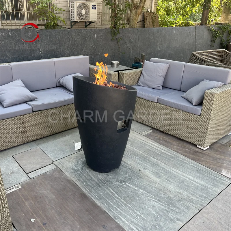 Customized Fiberglass Concrete Patio Heaters  Outdoor Durable Fire Pit Column