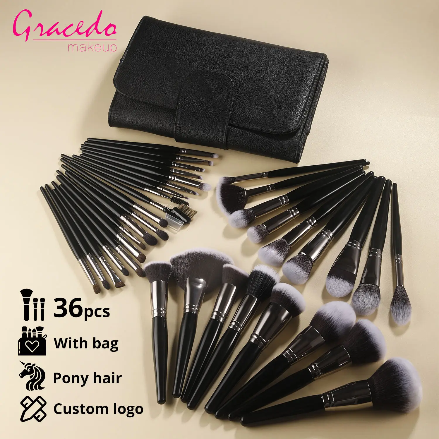 15PCS Black EYE Makeup Brushes Natural Goat Pony Hair Eye Shadow Eyeliner Eyebrow Eye Set brush make up brush set NO LOGO
