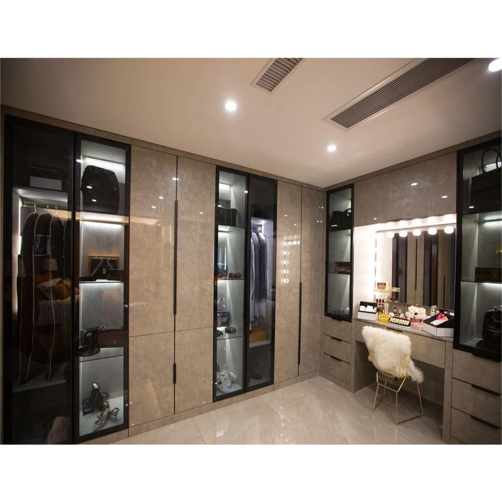 PA Bedroom Furniture Modern Design Glass Door WoodenCloset Storage  Island Closet Bedroom Furniture  Wardrobe Walk In Closet