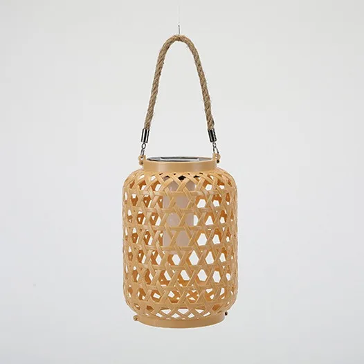 Outdoor Bamboo Weaving Solar Natural Color Lantern Courtyard Decoration Light Chinese Backflow Handmade Vine Weaving Wind Lamp