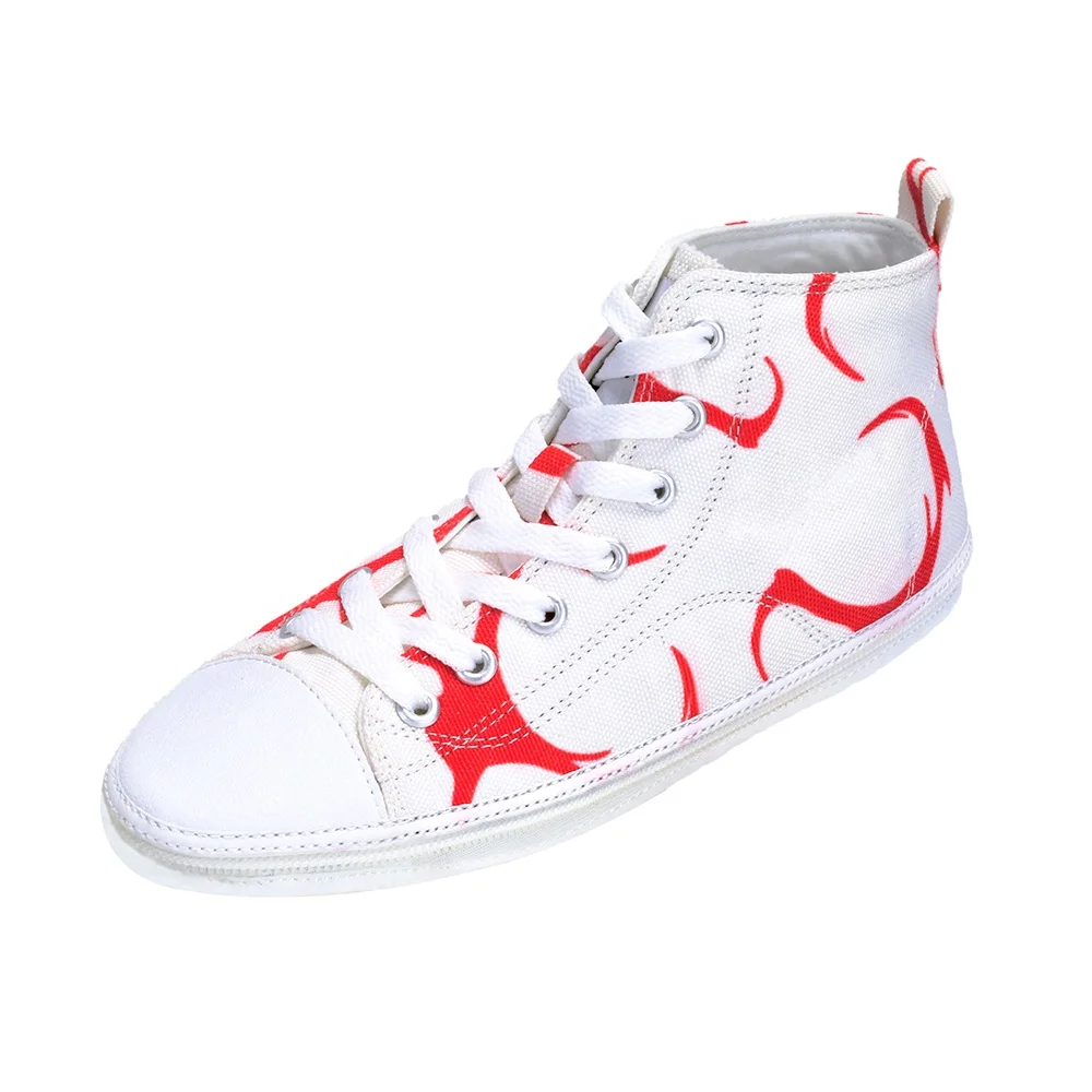 OEM Small Quantity Fashion Design Stylist High Top White Shoe Vamp Painted Custom Lady Print Canvas Shoe Uppers