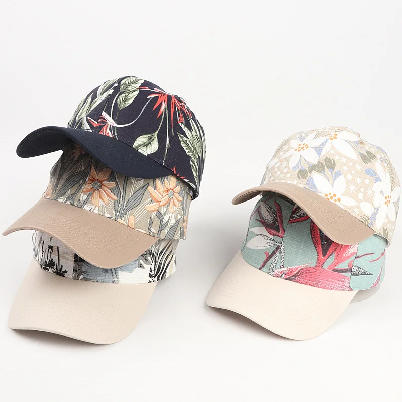 Cap with Name Customized Stylish Printed Snapback Cap Sunscreen Customized Flowers Leaves Printed Baseball Cap For Women Men
