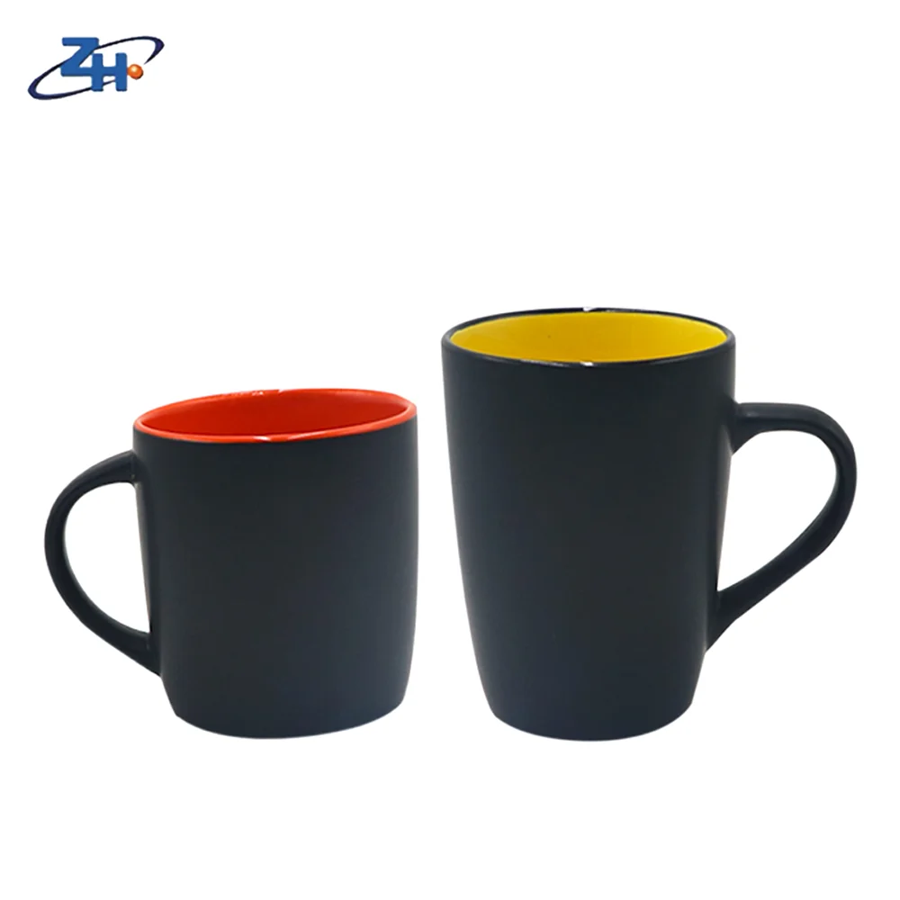 Coffee Mugs Inside Yellow Coffee Travel Mug Matte Black Customized Giveaways Finished Ceramic Contemporary Good Sustainable