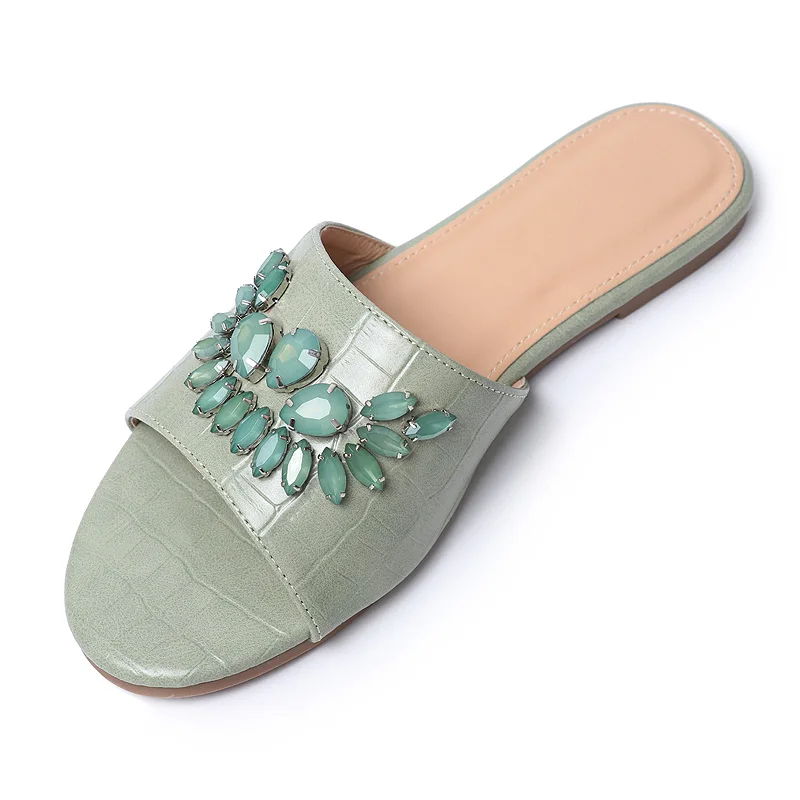 Factory Customized Crystal Diamond Designer Fashion Women Shoes Crocodile Fashion Party Slippers