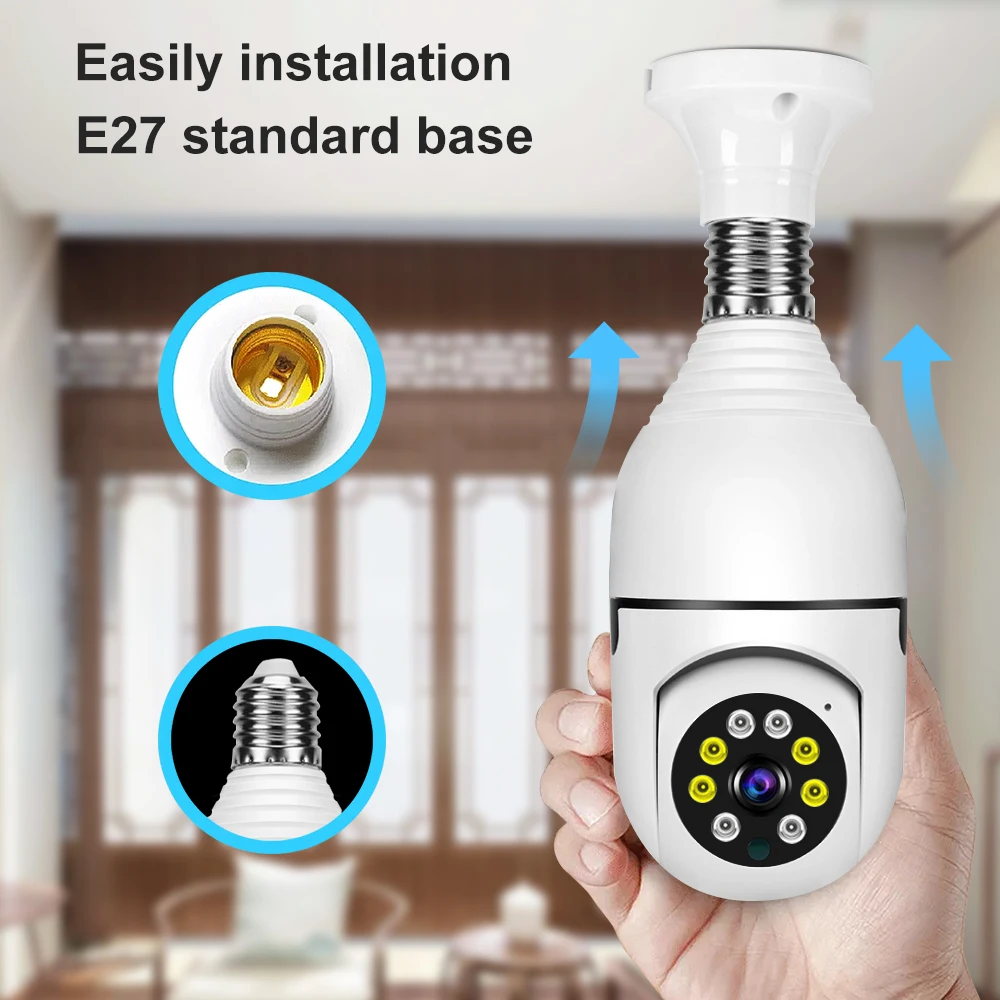 V380 Ptz Cameras Bulb E27 Lamp Holder Ip Camera 1080p 3mp 720p Rotating Wifi Camera 360 Degrees