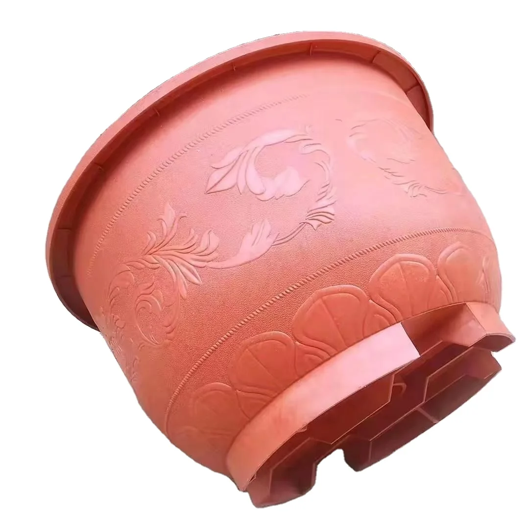 Balcony Garden Patio Large Imitate Copper Flowerpot Plastic Round Lotus Pot