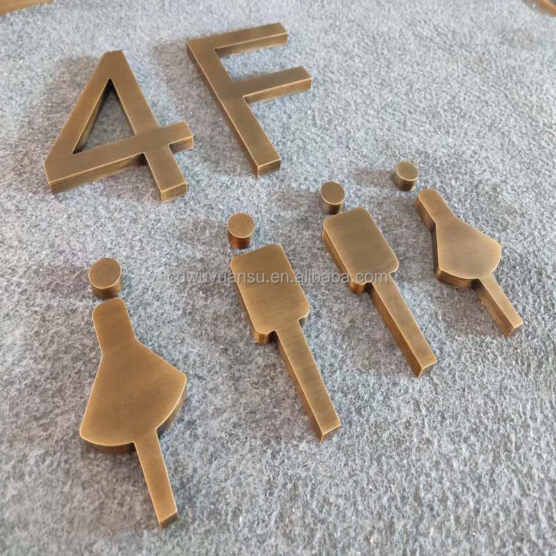 HONGSEN Custom Metal Letters Brass Reception Words Small Brass Alphabet Brushed Brass Letter With Screw