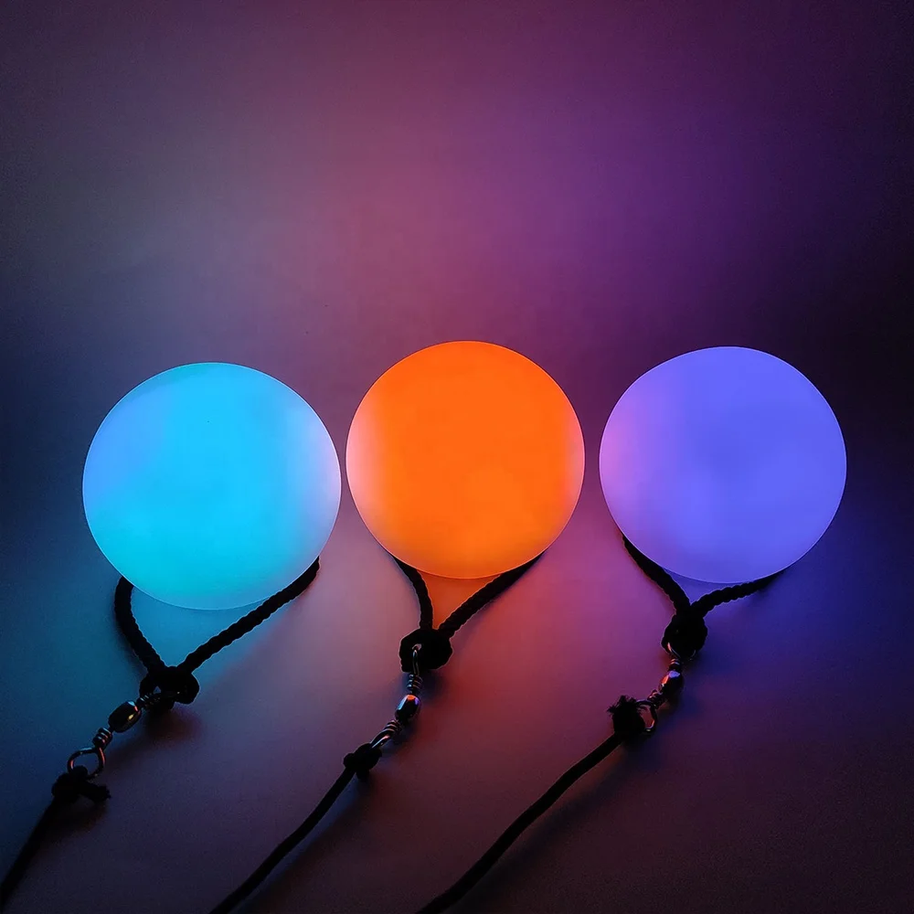 circular RGB flashing lights up mood night light soft 7 color changing Poi LED ball