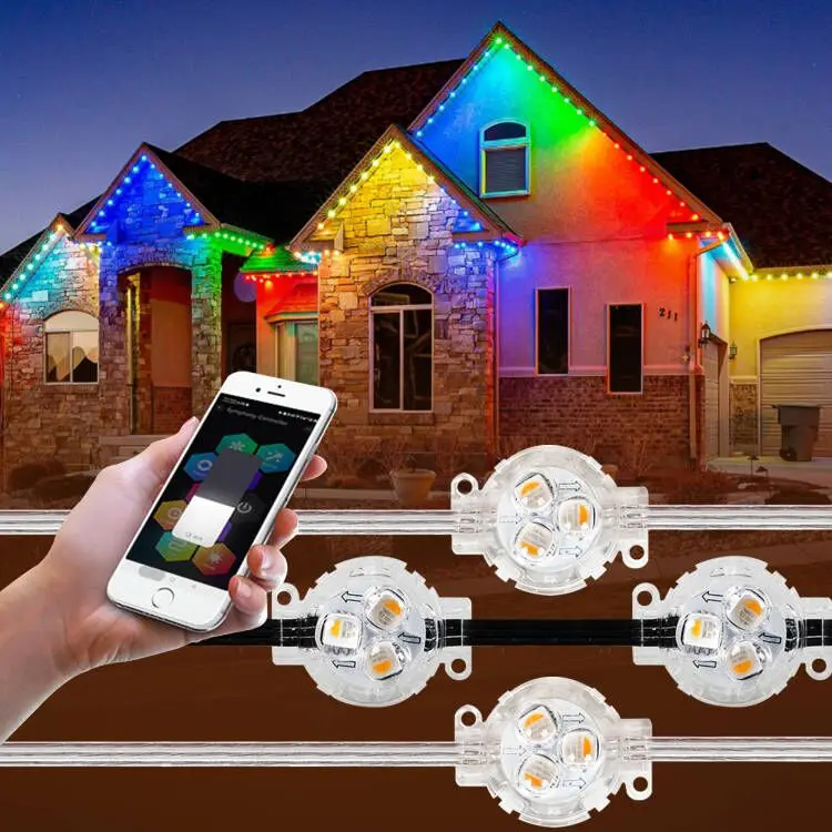 Like Light Permanent Christmas Track Light 30mm UCS2904 RGBW 12V LED Pixel Point  IP67 For Outdoor Holiday Light