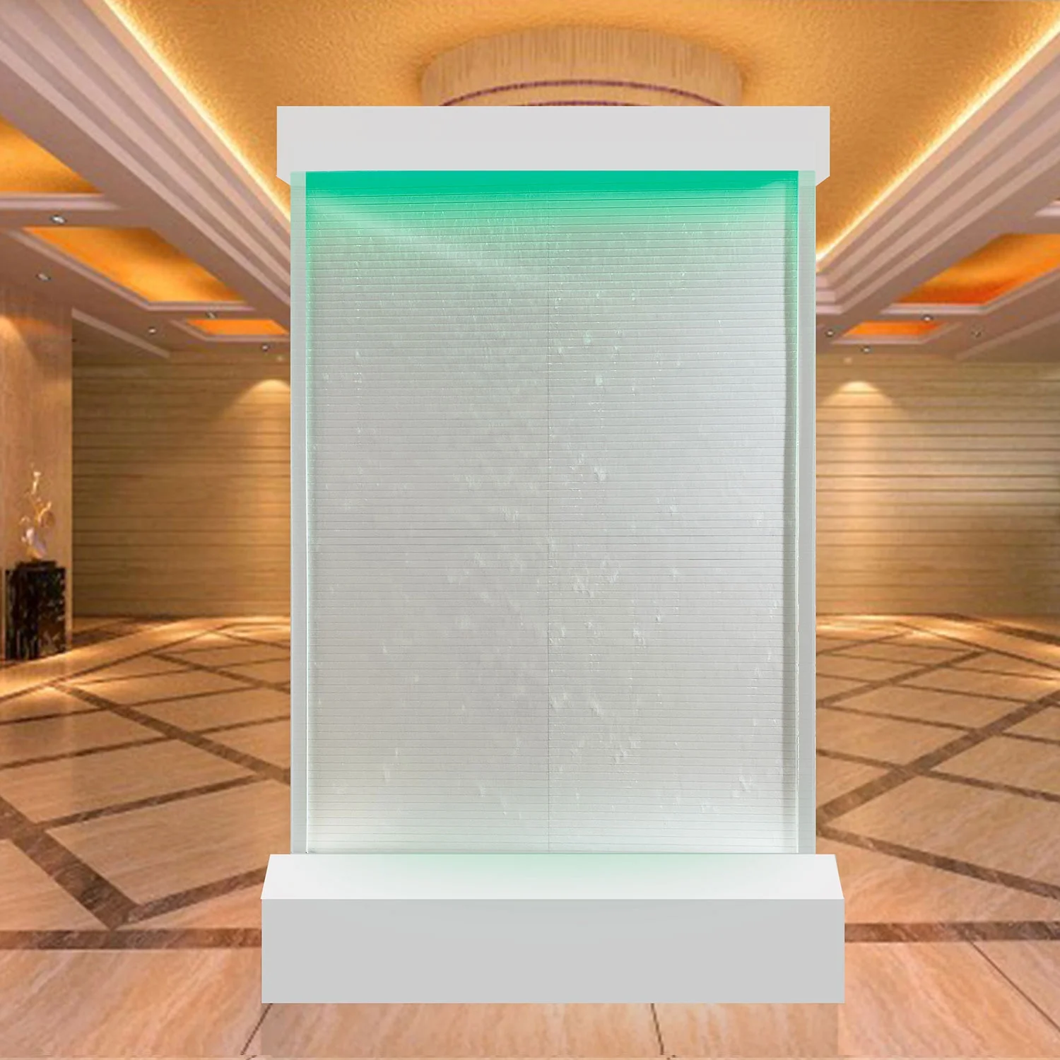 Acrylic Water Wall Feature for Interior Decoration Silver Glass LED-Lit Wall Mounted Divider Movable Room Separator Model Screen