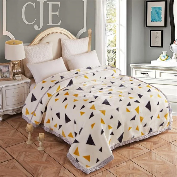 Premium Quality Thick Plush Mink Blanket Korean Style Reversible Printed Flower Bed Raschel Blanket